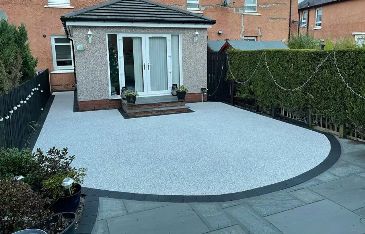 Resin bound patio installed in a Guildford garden