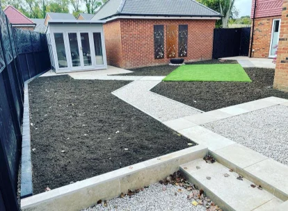Garden path and paving in a Guildford garden